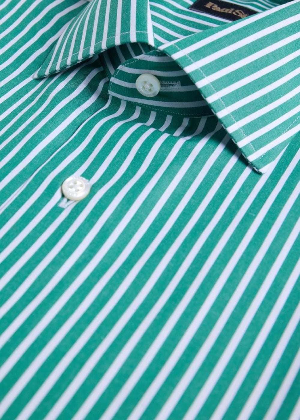 Cotton Vertical Stripe Sport Shirt - Green - Collared Shirt