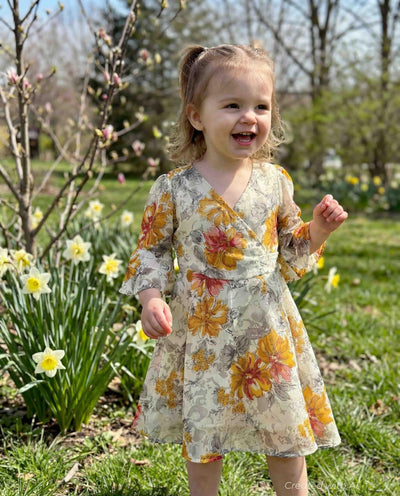 Cotton Woven Girls Dress - Marigold Floral - Dresses