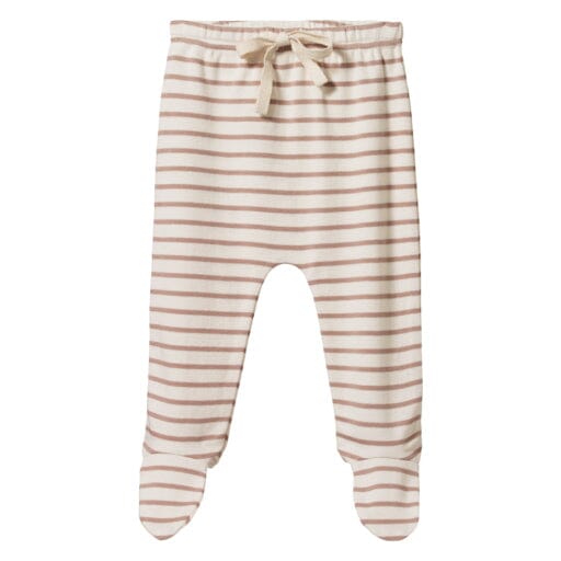 Cotton Footed Rompers - Nougat Sailor Stripe Pants Nature Baby 