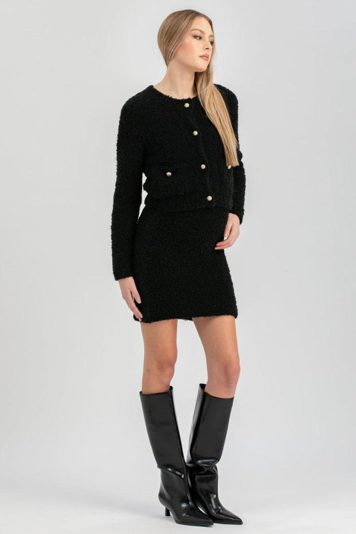 COURCHEVEL Maternity Cardigan In Bouclé Knit - Black - cardigan - baby