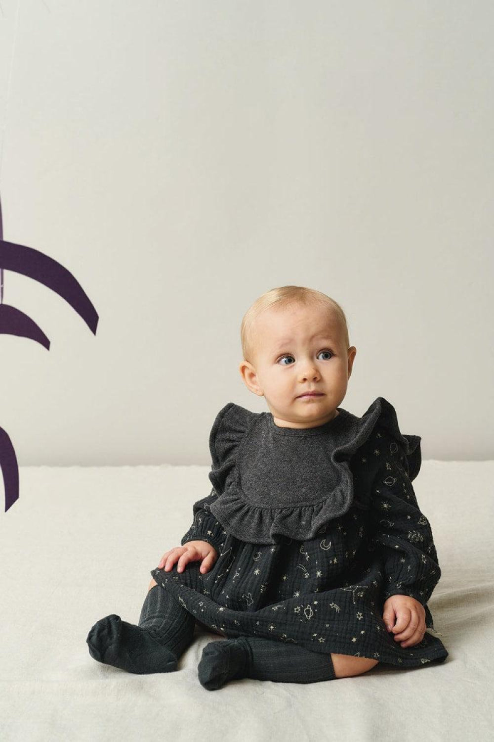 Cozmo Gauze Baby Dress - Dark Grey - 6M - Dresses