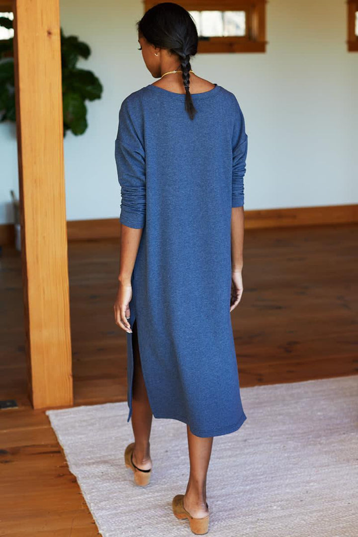 Cozy Midi Dress Crewneck - Heather Lake Organic - XS - Dresses