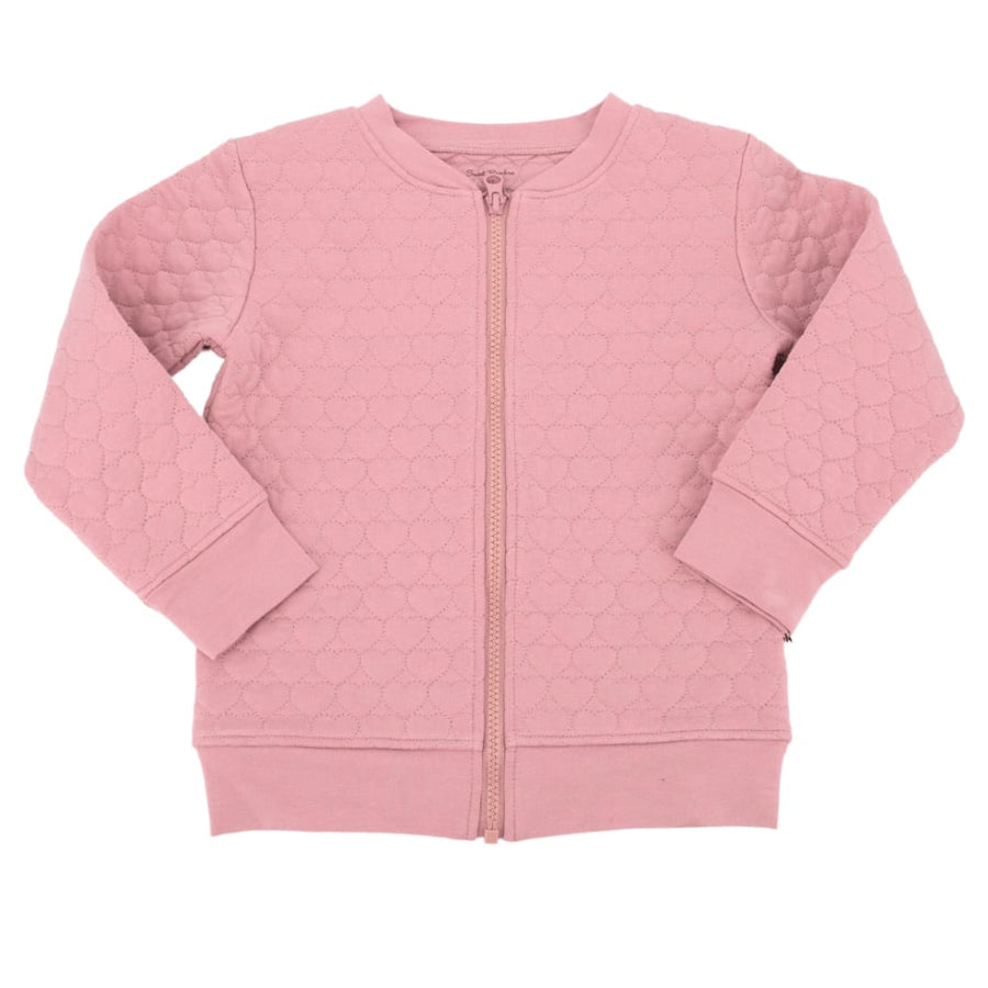 Cozy Quilted Hearts Zip Up Pink Jacket - Petunia Pink - Jacket