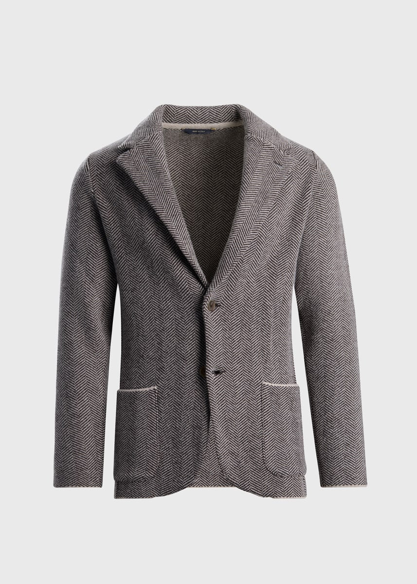 Knitted Bone Wool & Cashmere Jacket - Beige/Brown