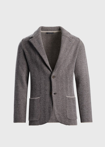 Knitted Bone Wool & Cashmere Jacket - Beige/Brown