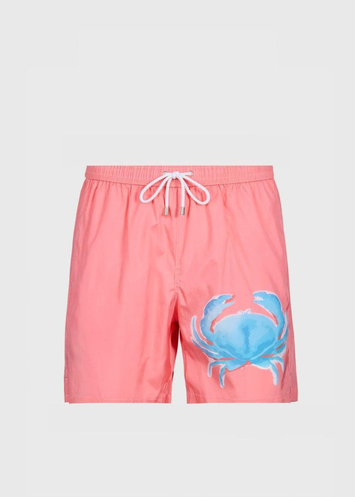 Crab Print Swim Trunk - Salmon - Swim Trunk