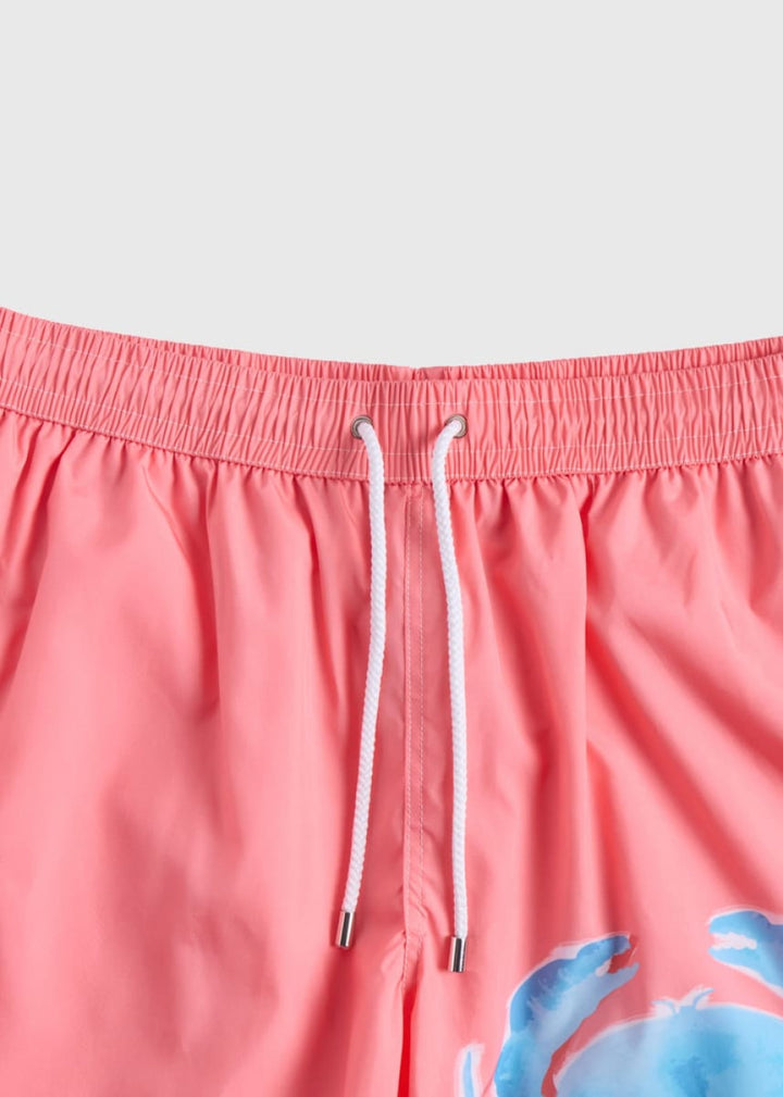 Crab Print Swim Trunk - Salmon - Swim Trunk