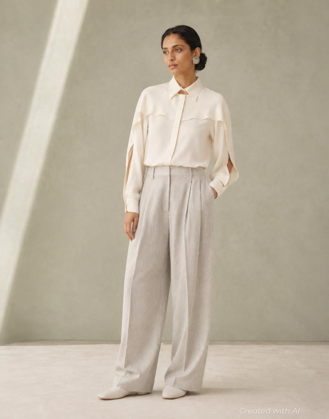 Crepe De Chine Shirt - Butter - Blouse