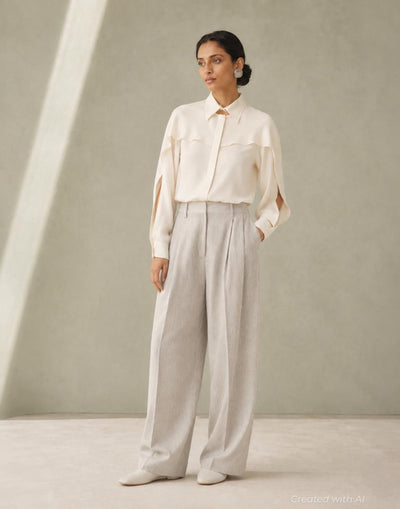 Crepe De Chine Shirt - Butter - Blouse