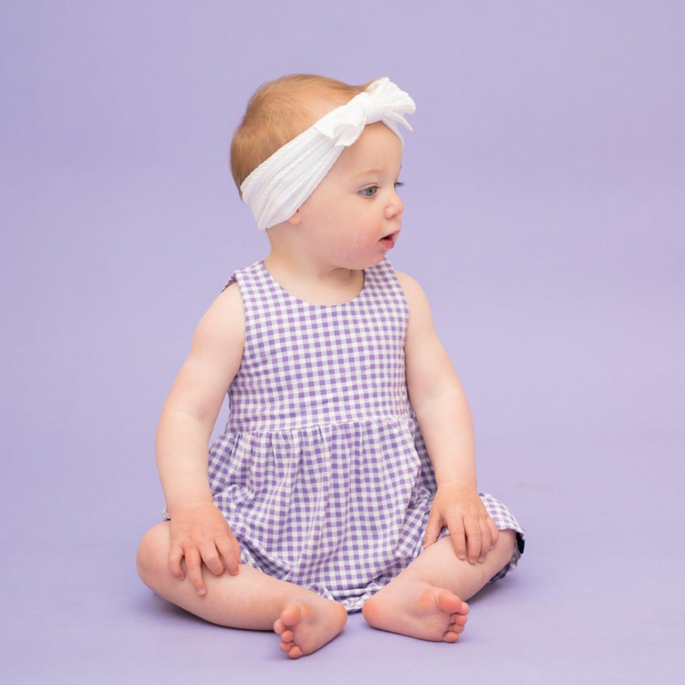 Crescent Moon Dress - Gingham Purple - Dresses
