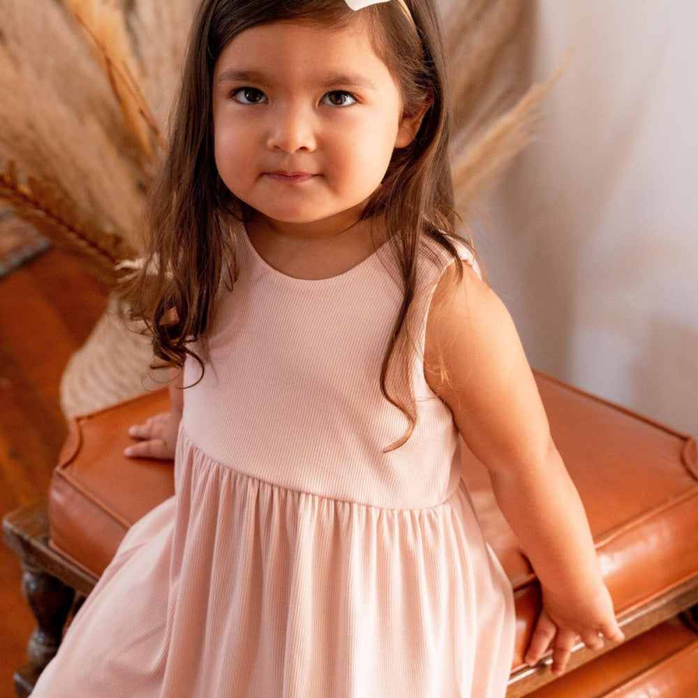 Crescent Moon Dress - Pink Blush Rib - Dresses