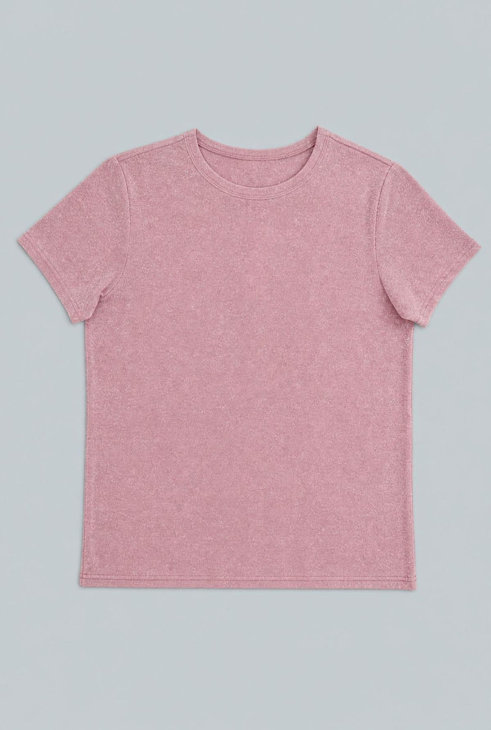 Crew Neck Donegal Tee - Pink - T-shirt