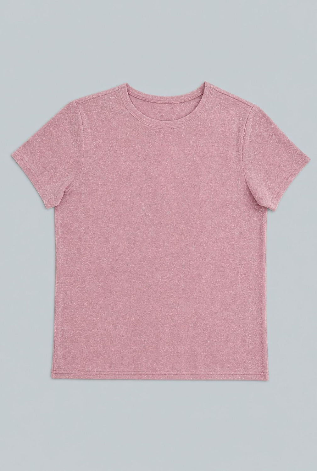 Crew Neck Donegal Tee - Pink - T-shirt