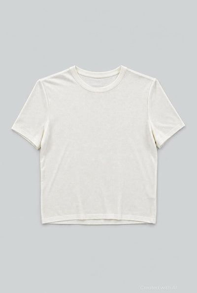 Crew Neck Donegal Tee - White - T-shirt
