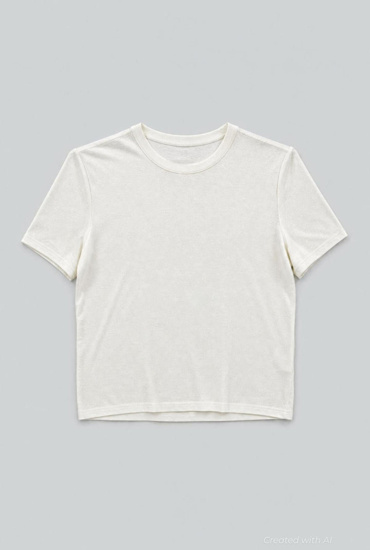 Crew Neck Donegal Tee - White - T-shirt