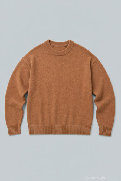 Crew Neck Sweater - Camel - Sweater