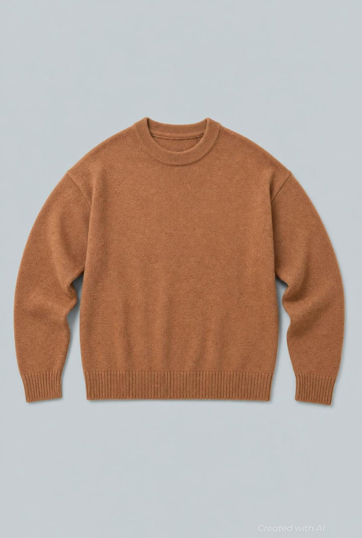 Crew Neck Sweater - Camel - Sweater