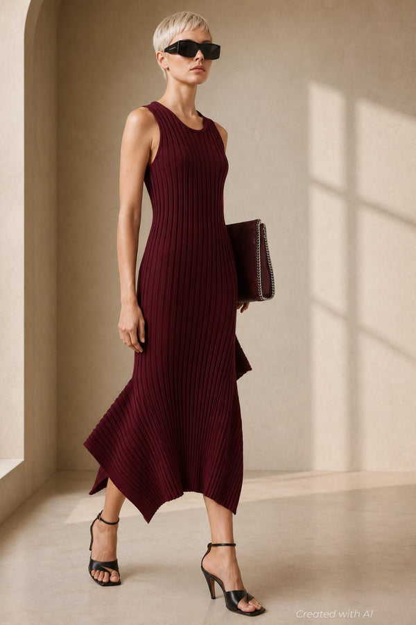 Crewneck Shirt Dress - Berry - L - Dresses
