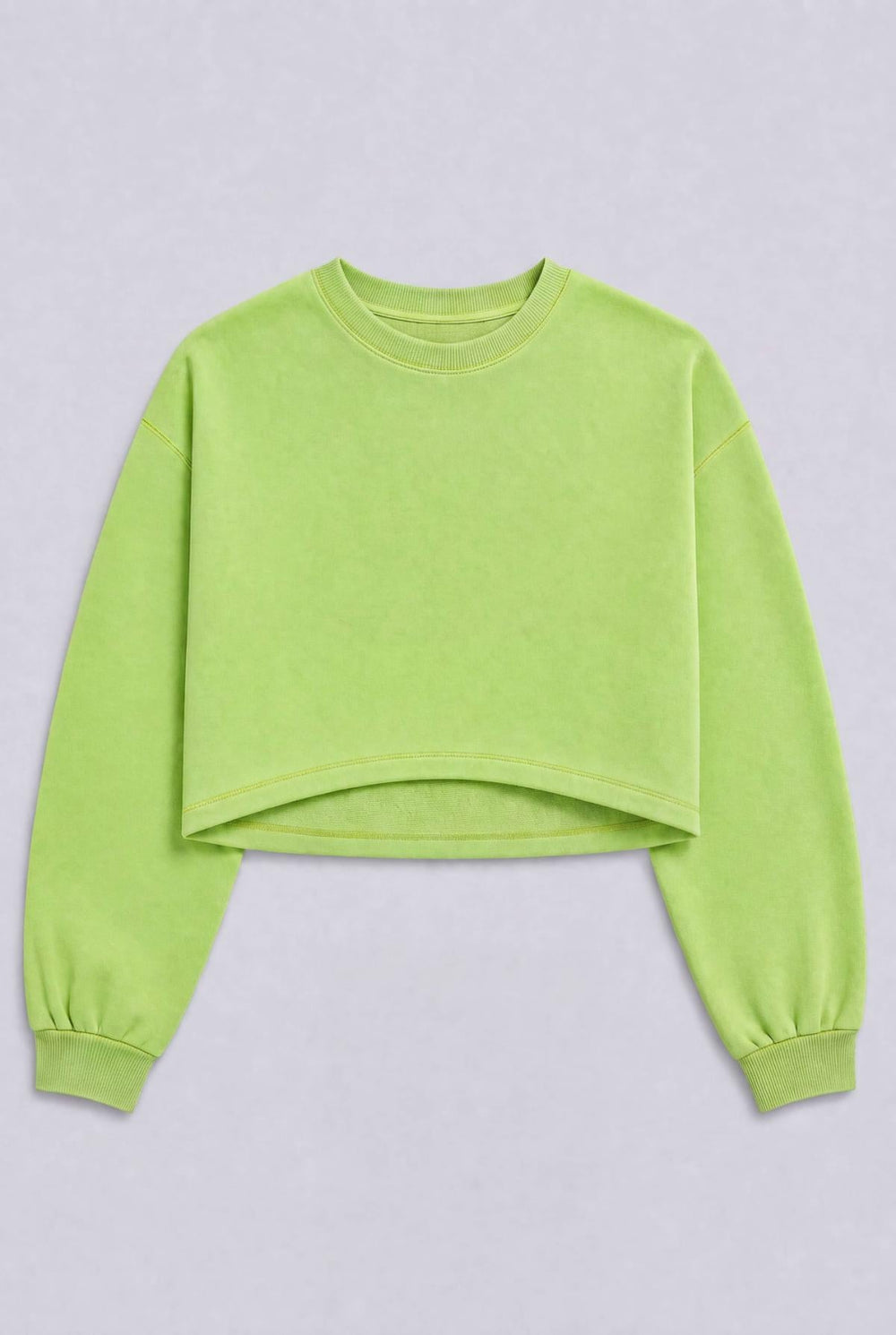 Crewneck Sweatshirt With Contrast Stitch - Green - Crewneck Sweatshirt