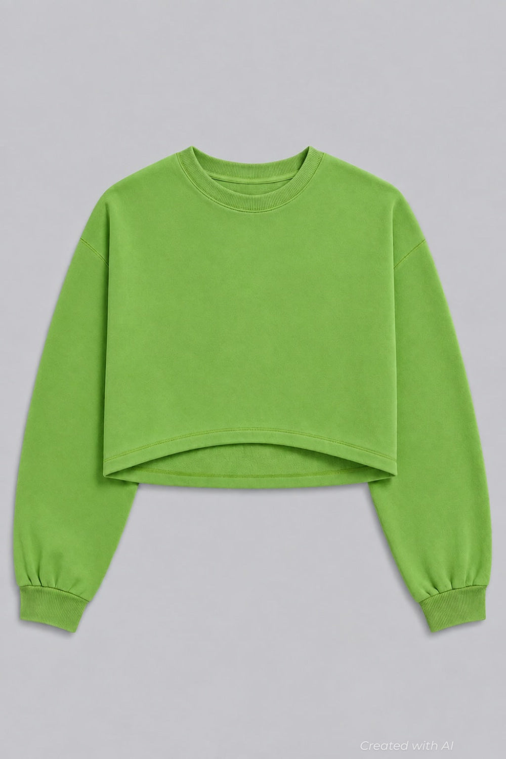 Crewneck Sweatshirt With Contrast Stitch - Green - Crewneck Sweatshirt