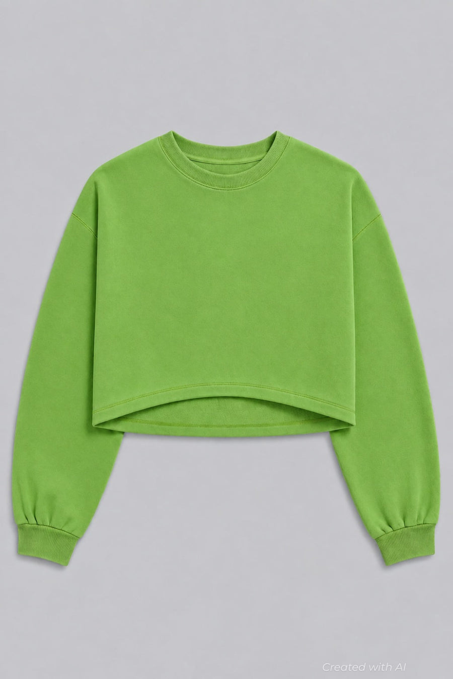Crewneck Sweatshirt With Contrast Stitch - Green - Crewneck Sweatshirt