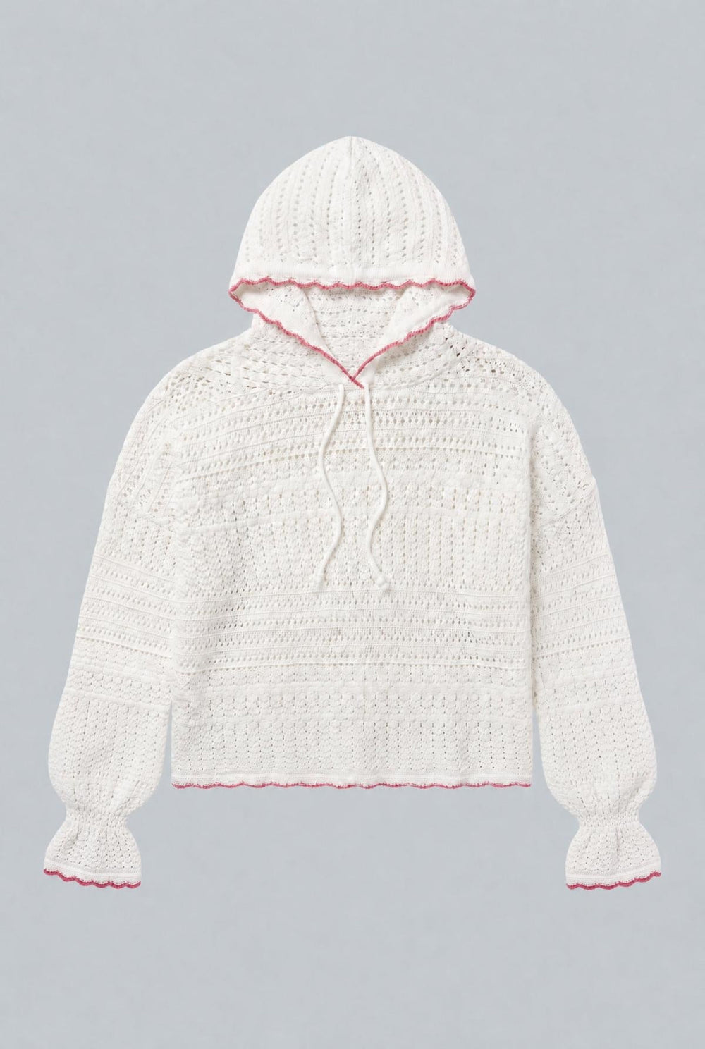 Crochet Hoodie - White - Hoodie