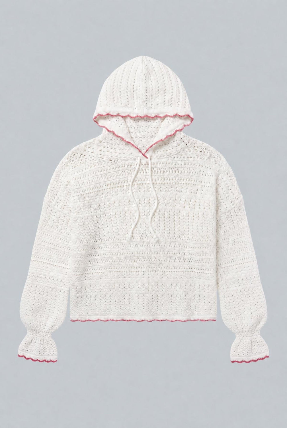 Crochet Hoodie - White - Hoodie