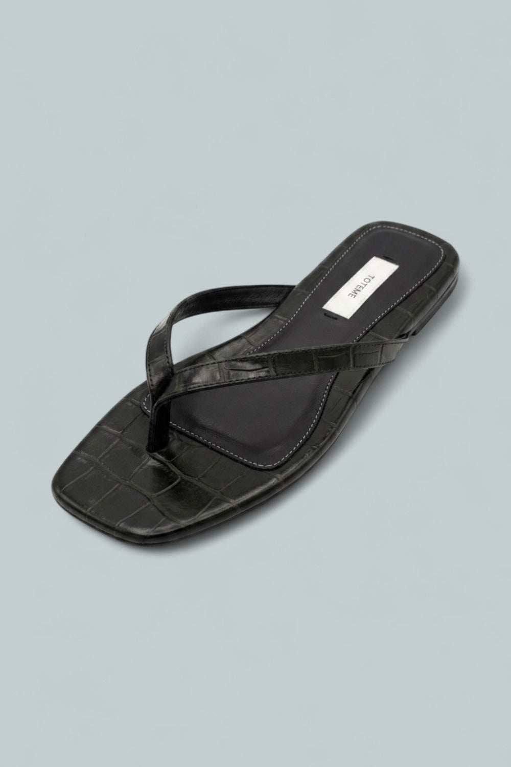 Croco Embossed Flip Flops - Dark Green - 8 - Flip Flop