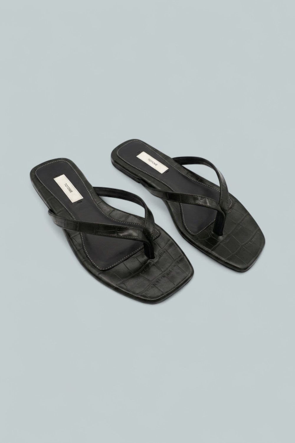 Croco Embossed Flip Flops - Dark Green - 8 - Flip Flop