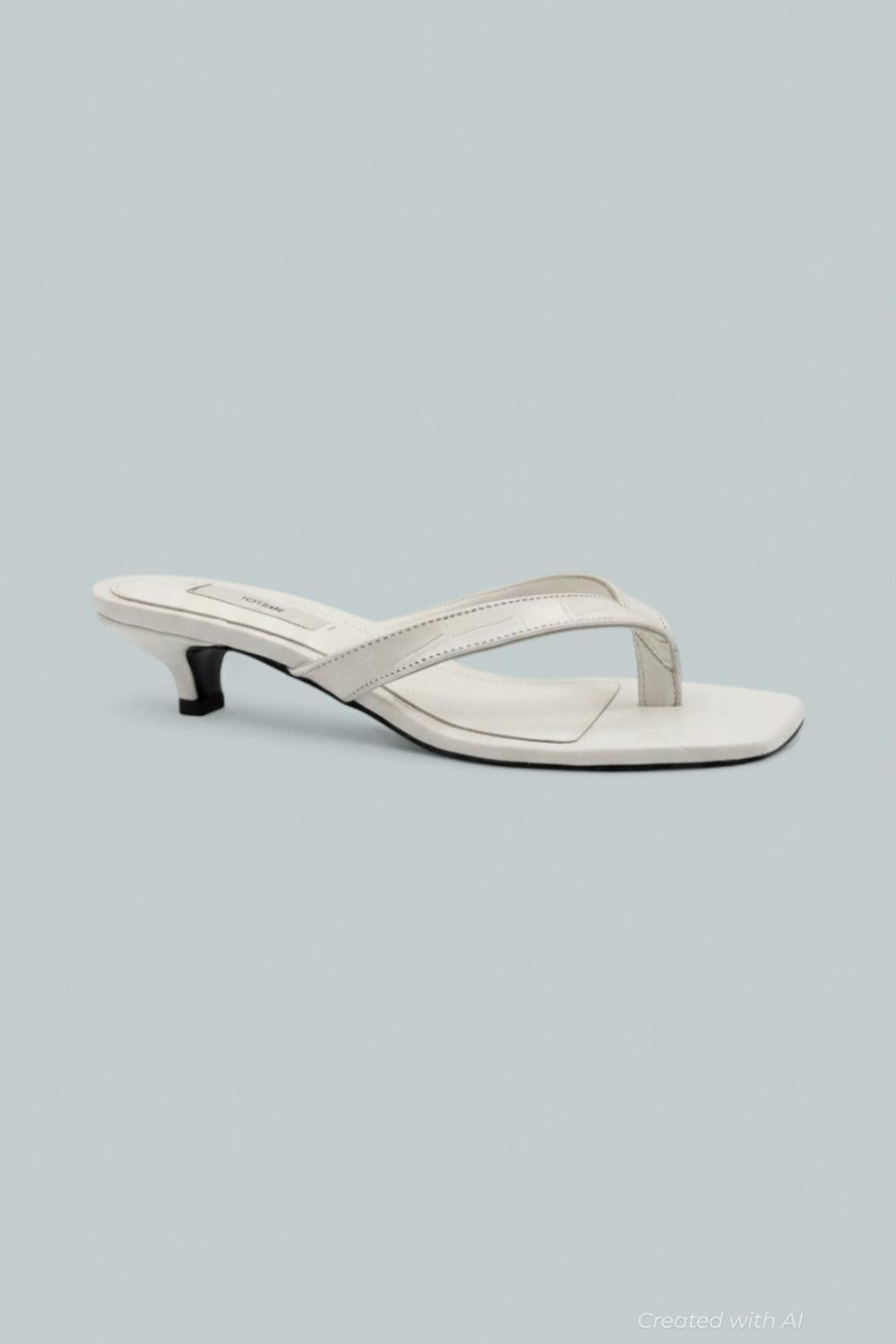 Croco-Embossed Heeled Flip Flops - Off-White - EU 37 - Flip Flops