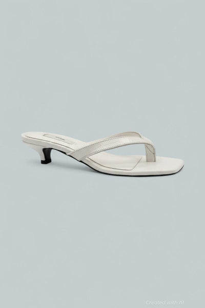 Croco-Embossed Heeled Flip Flops - Off-White - EU 37 - Flip Flops