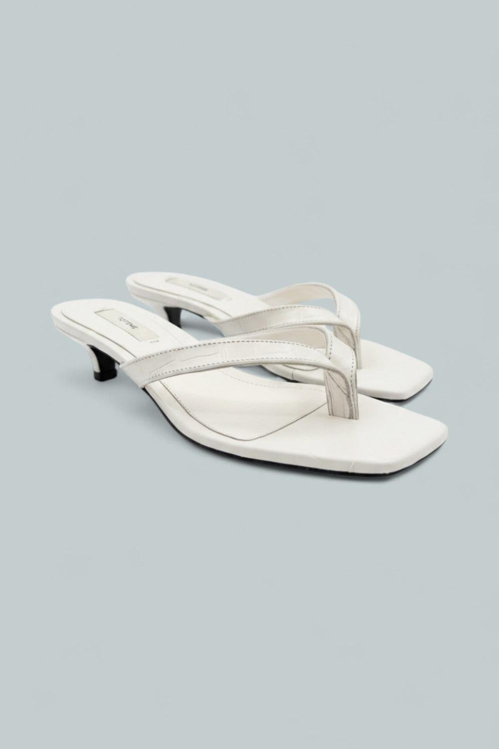 Croco-Embossed Heeled Flip Flops - Off-White - EU 37 - Flip Flops