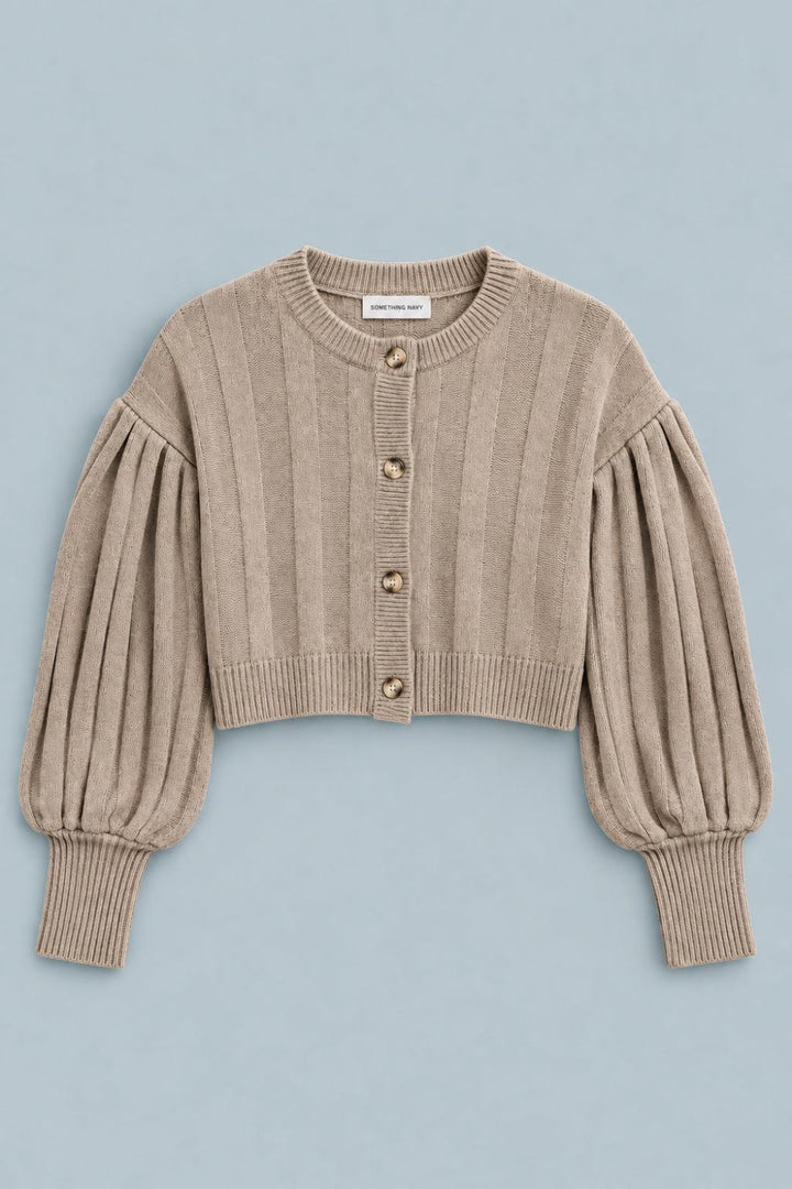 Cropped Cardigan - Tan - Cardigan