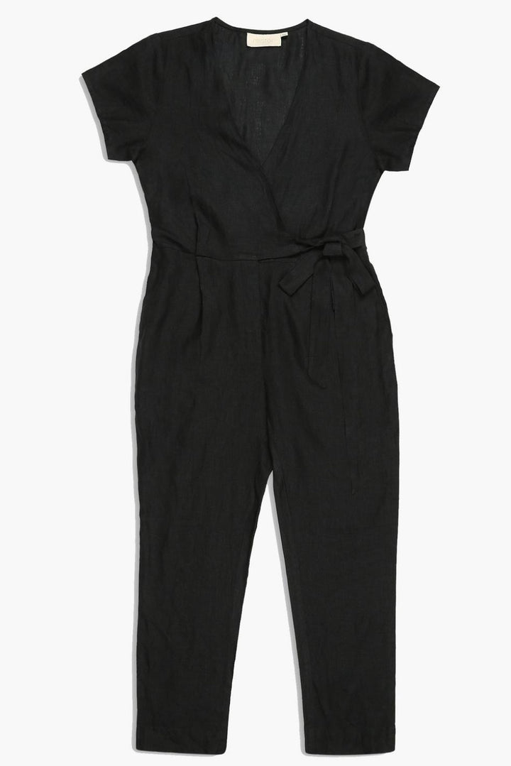 Cropped Wrap Jumpsuit - Black - Jumpsuit