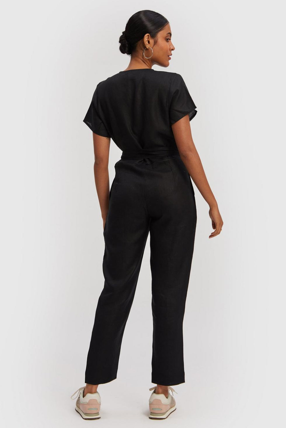 Cropped Wrap Jumpsuit - Black - Jumpsuit
