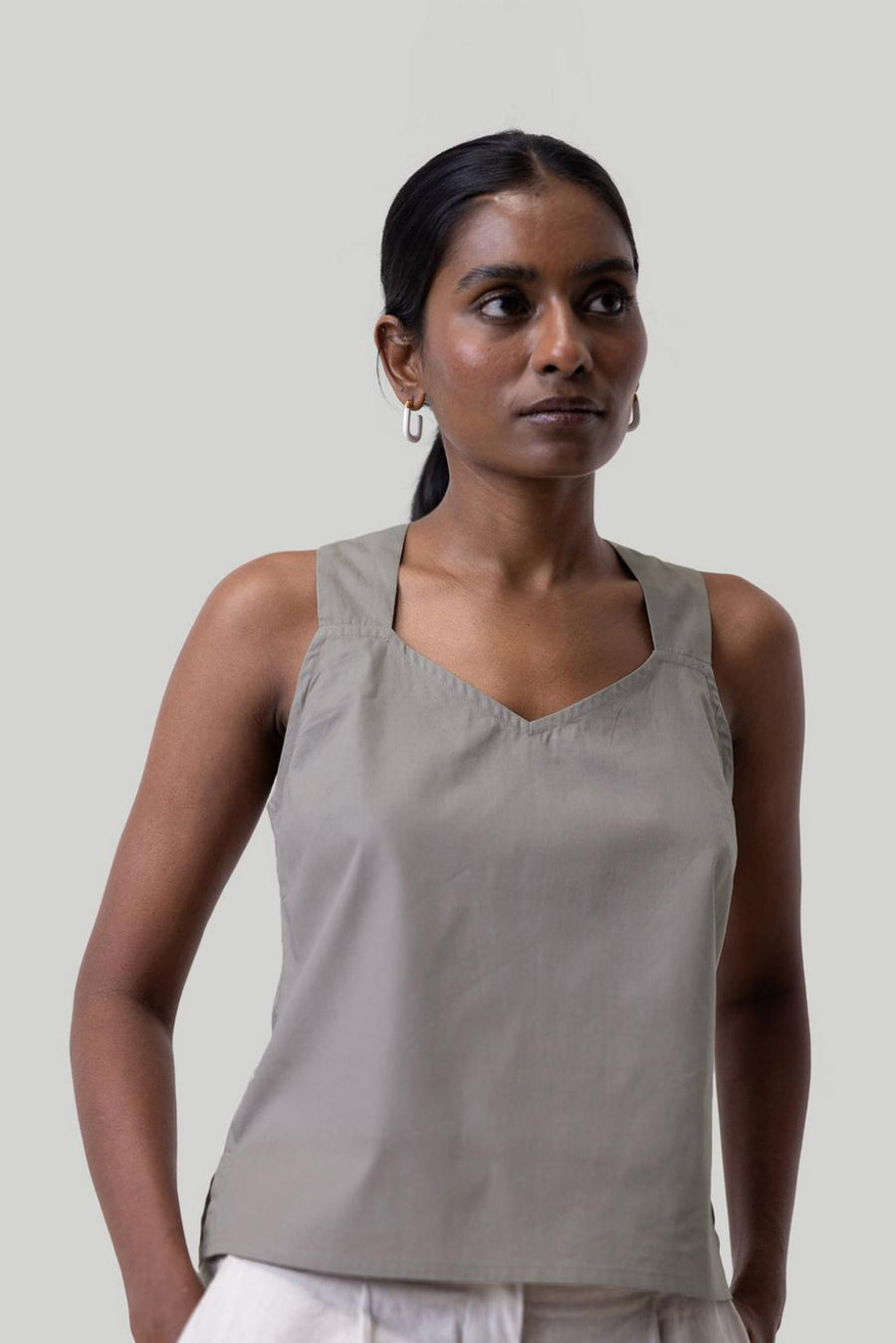 Crossback Tank Top - Poplin Ecru - Tank Top