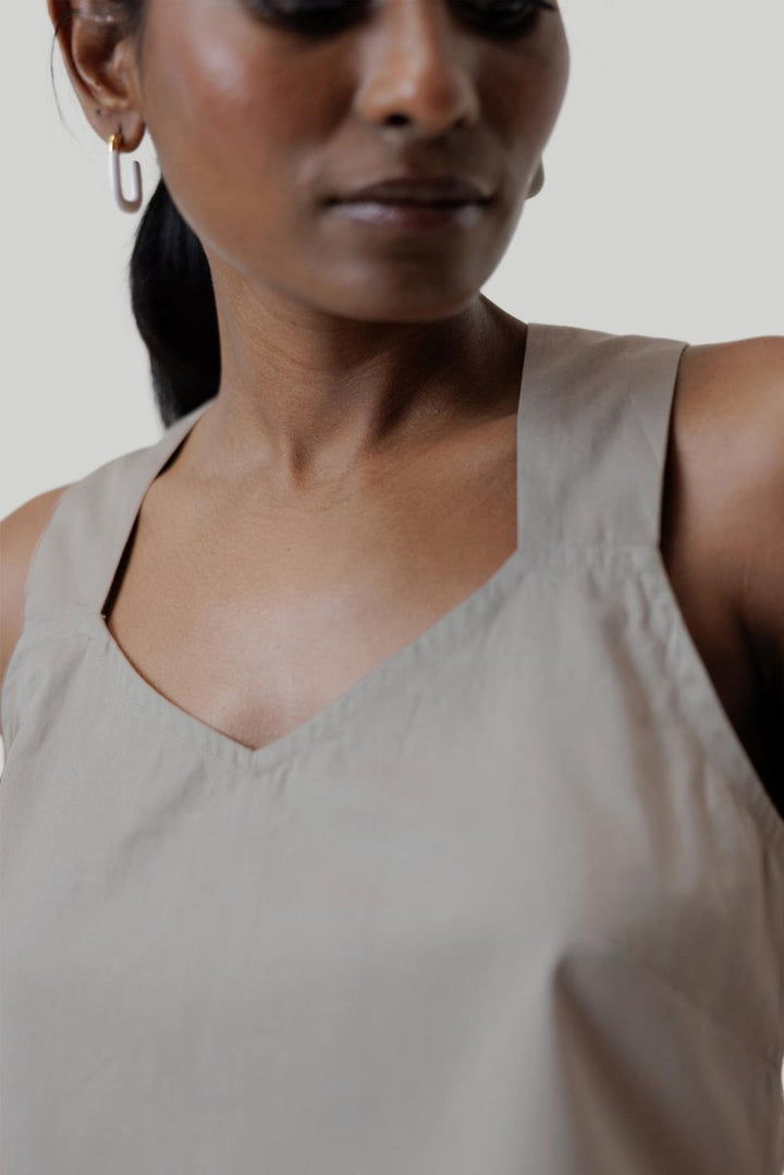 Crossback Tank Top - Poplin Ecru - Tank Top