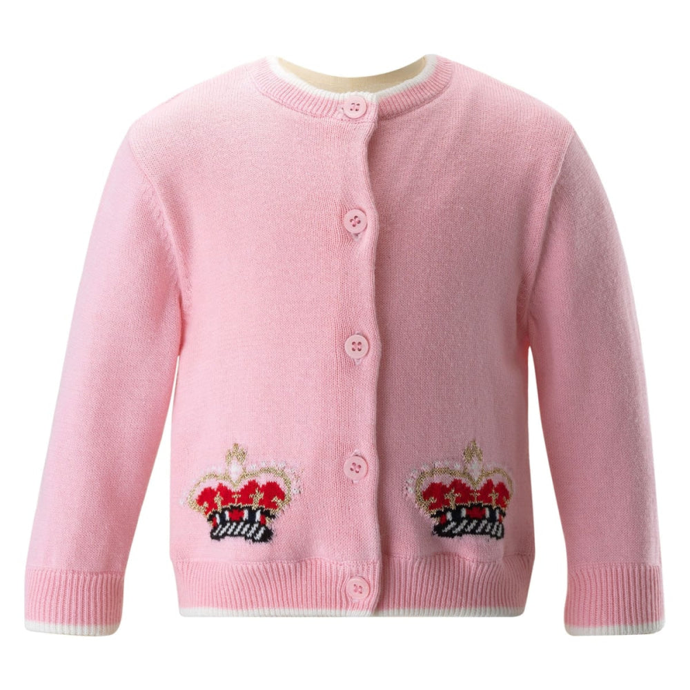 Crown Intarsia Cardigan - 6m - Cardigan