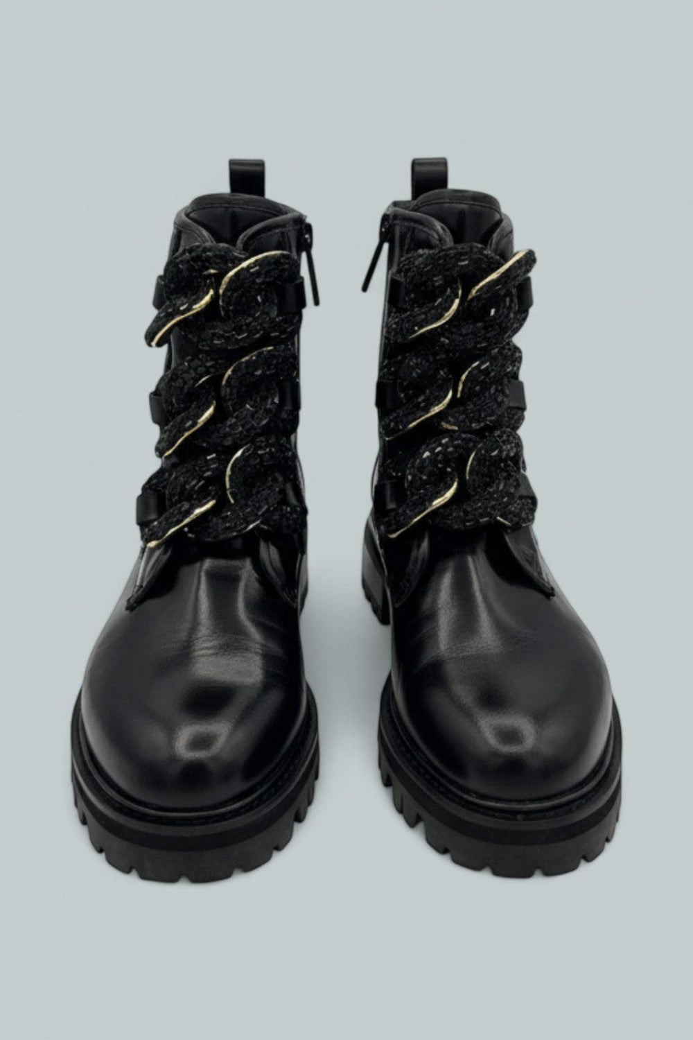 Crystal Chain Combat Boots - Black - 6.5 - Boots