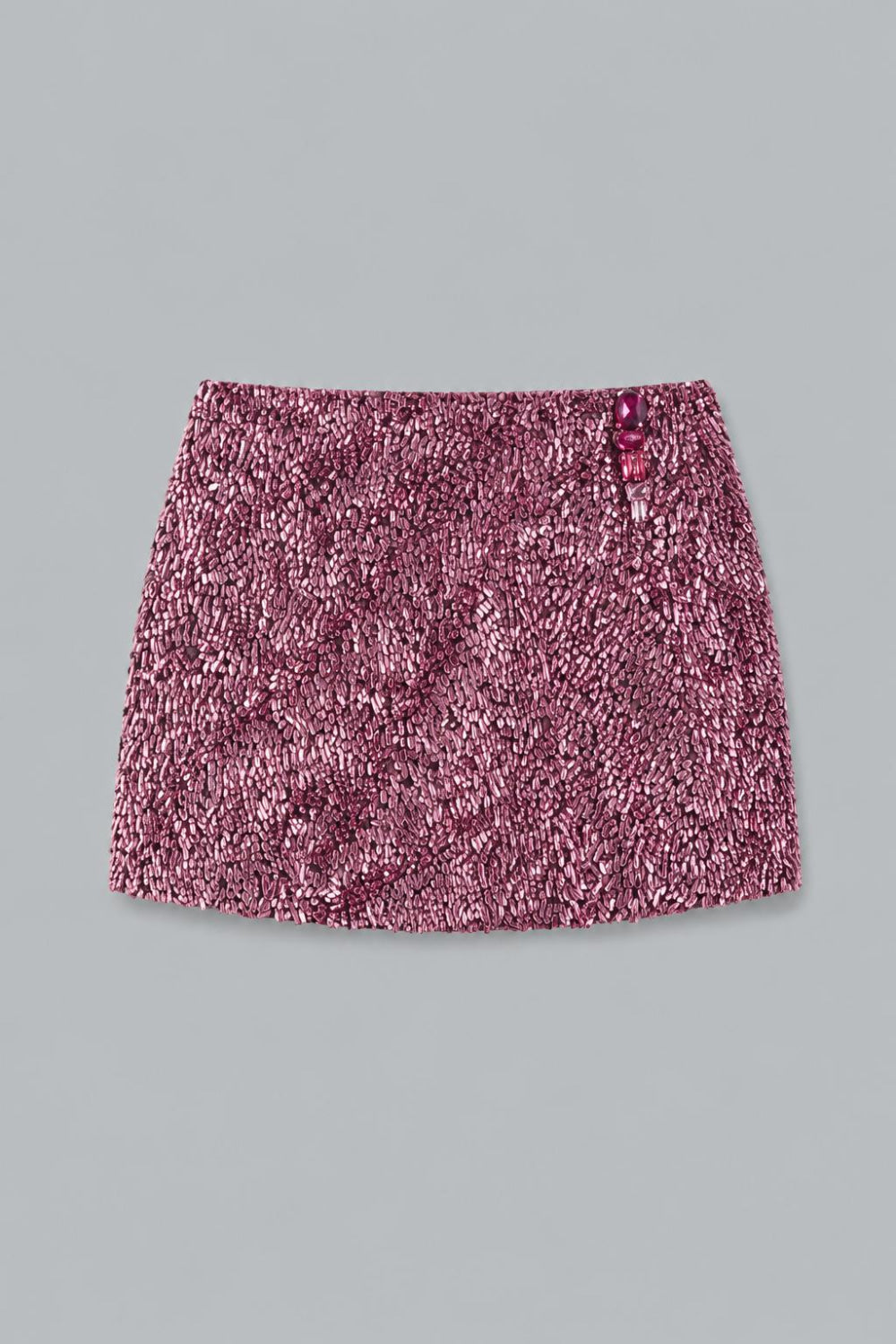 Crystal Cluster Sequin Mini Skirt - Metallic Rose - US 10 / L - Skirt