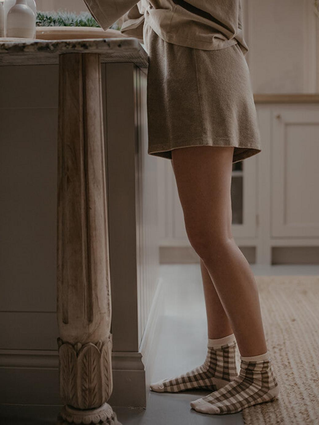 The Gingham Sock - Women's - Bronze gingham