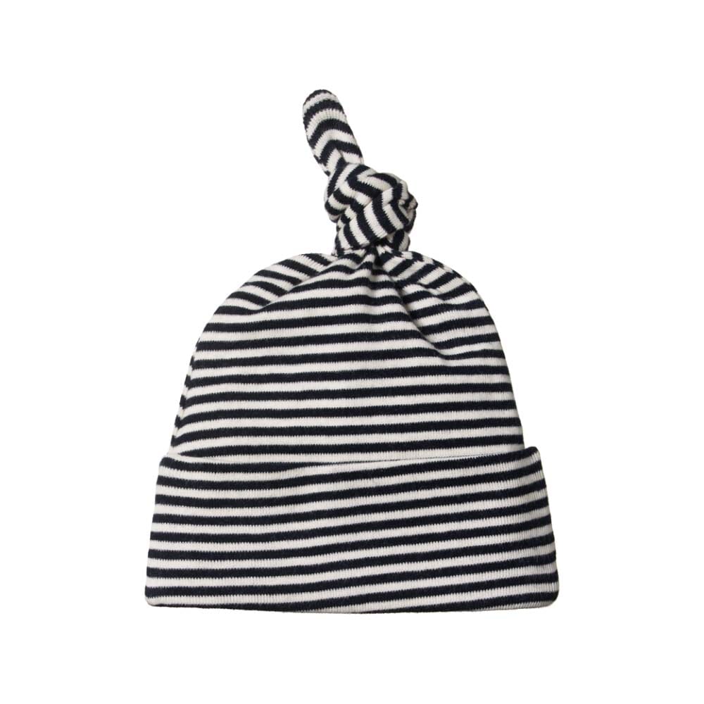 Cotton Knotted Beanie - Navy Stripe Accessories Nature Baby 