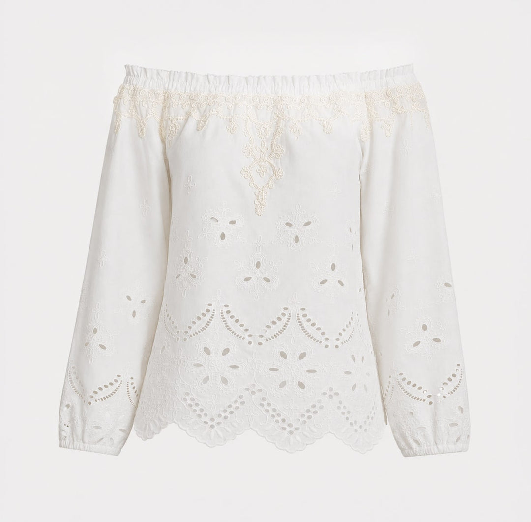 Fleur Top - White Eyelet
