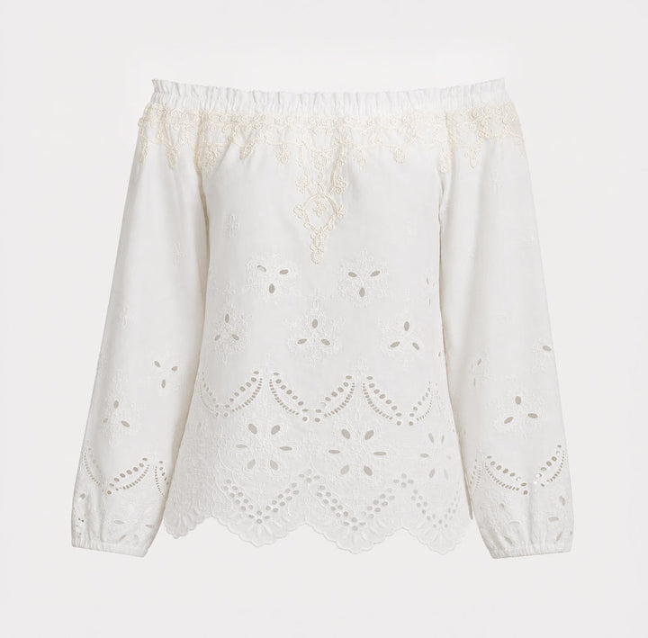 Fleur Top - White Eyelet