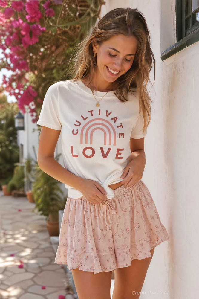Cultivate Love Graphic T-Shirt - Natural - T-shirt
