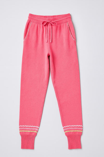 Cashmere Blend Joggers With Embroidery - Hot Pink