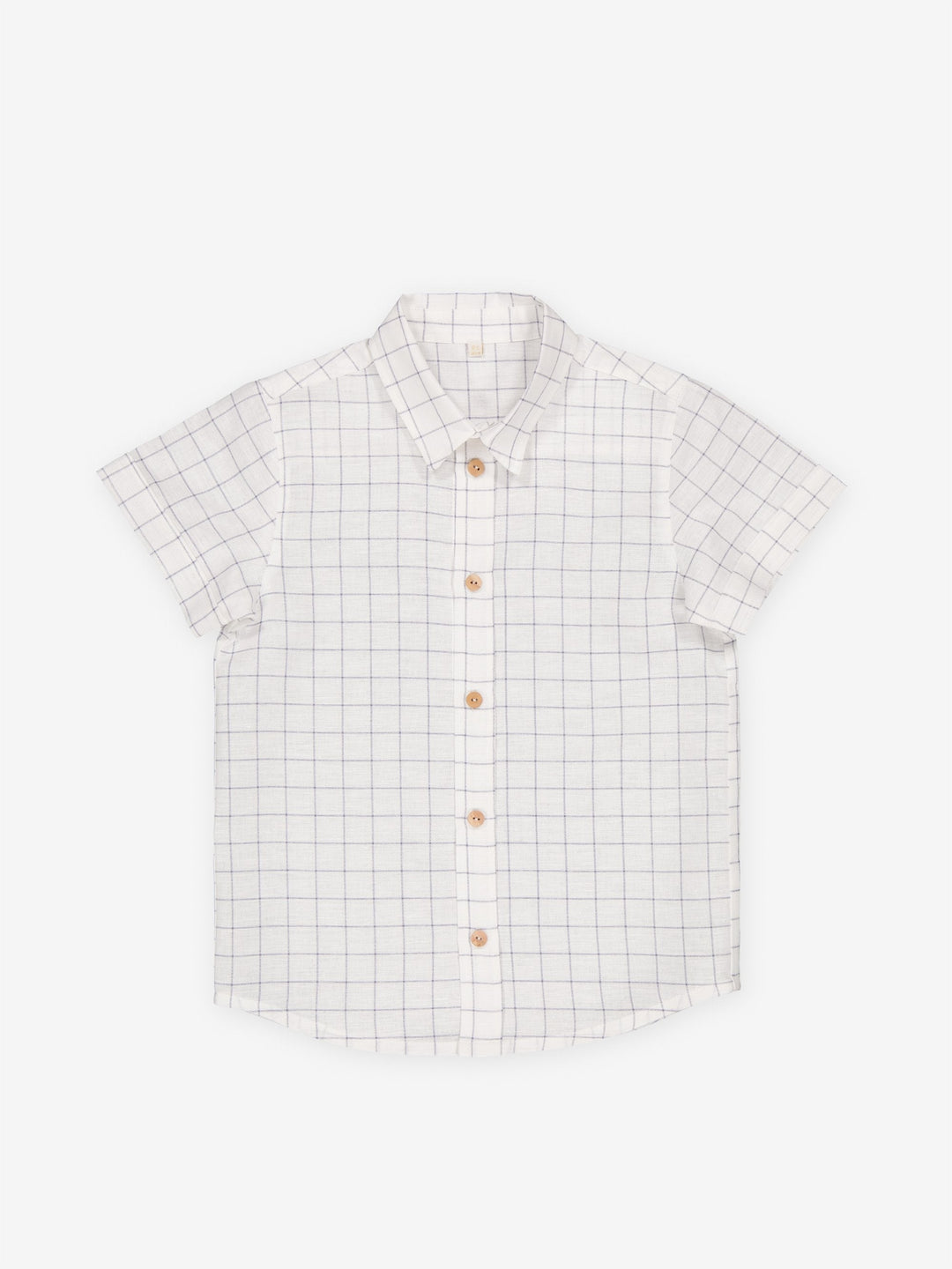 Baby Barthelemy White Shirt - Charcoal Squares