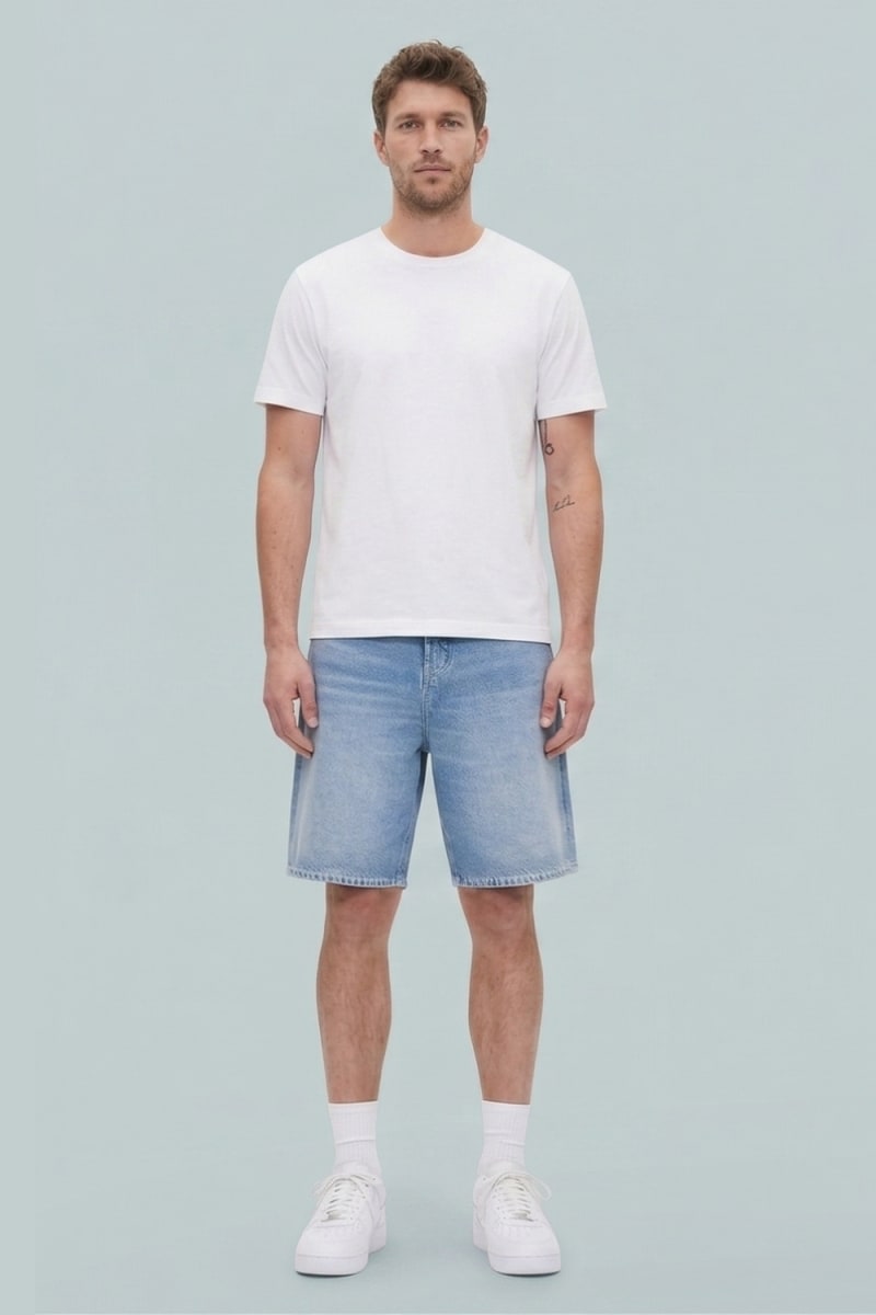 GAP × BÉIS Adult Knit Denim Baggy Shorts - Light Blue Shadow