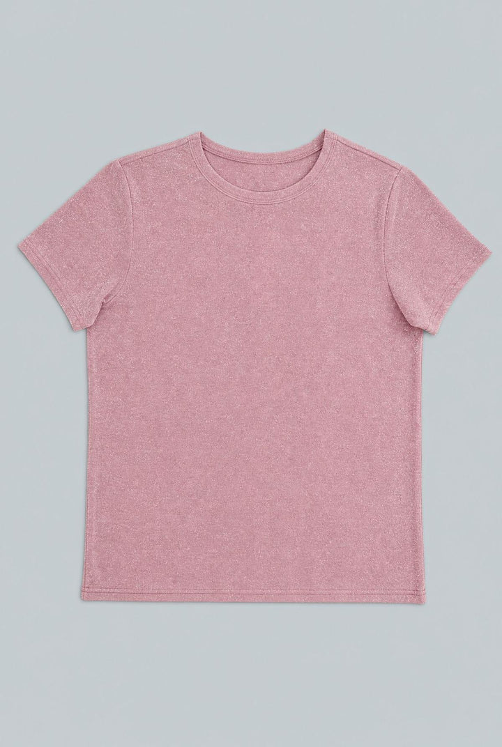 Crew Neck Donegal Tee - Pink