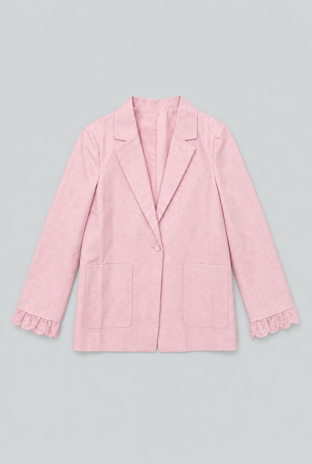 Blazer With Eyelet Cuffs - Pink